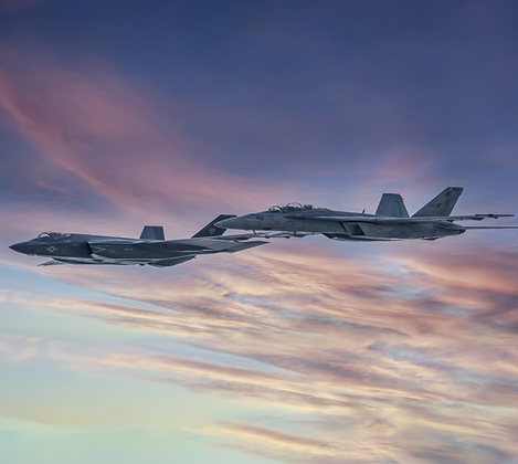 two military jets containing cnc-machined components from canada